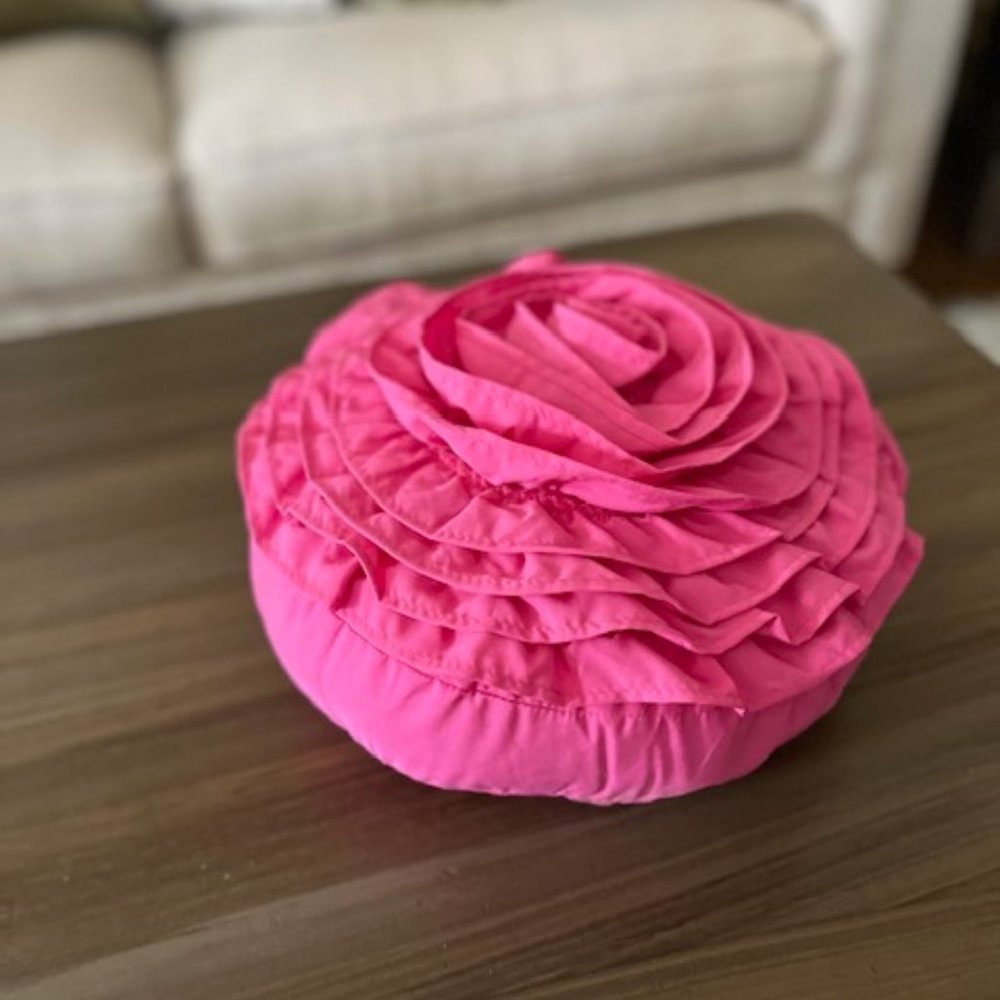 Pink Ruffle Flower Pillow - Picture 2 of 2